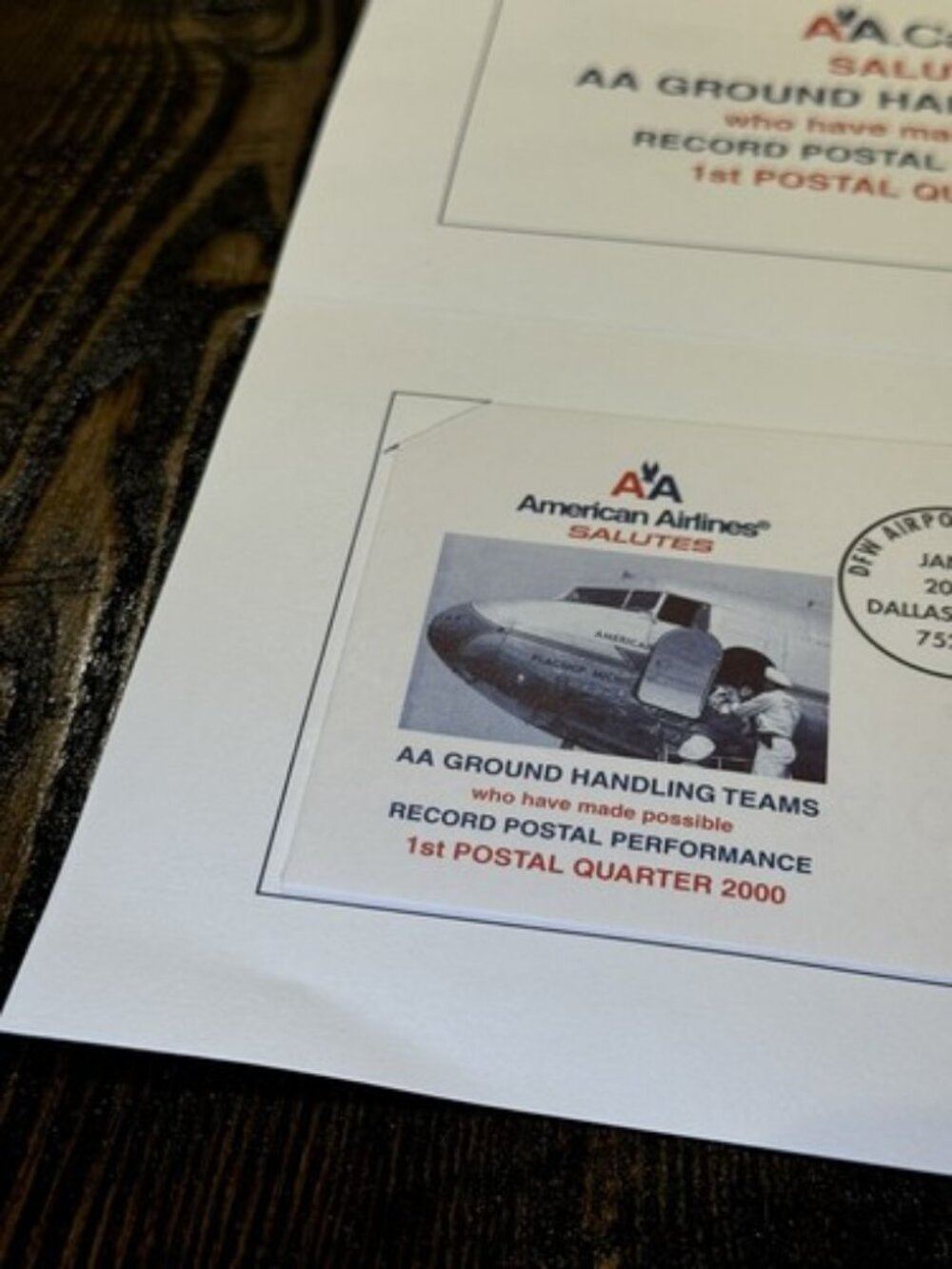 American Airlines Cargo AA Mail Stamp 2000 Ground Handling Team Record Postal - Picture 3 of 16